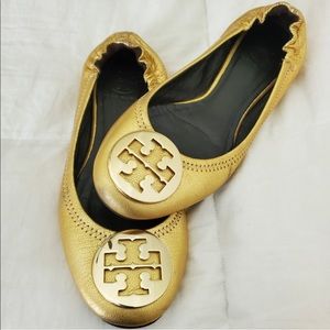 Tory Burch Gold Flats